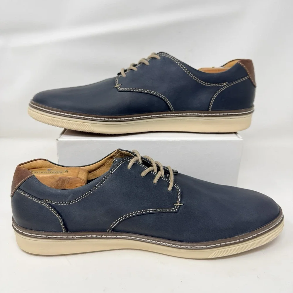 Johnston & Murphy Men's McGuffey Plain Toe Blue Oiled Shoes Size 11 M Casual